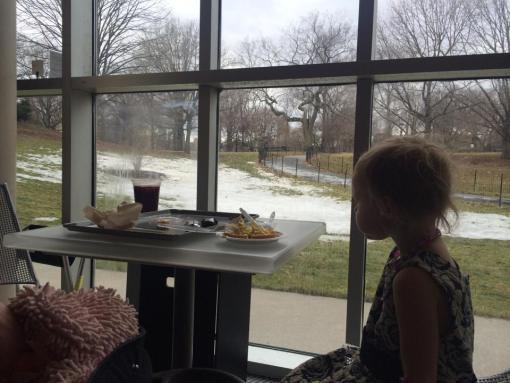 Lunch in the American Wing Caf�� at the Metropolitan Museum. This trip was the first time Mel has seen snow!