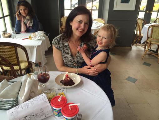 Lunch at Isabella's, one of our favorite NY restaurants. Ending the trip as we began it, with dessert with a candle for Princess M.