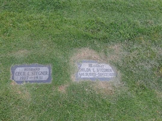 At the Stegner graves in Salt Lake (courtesy of Stepehn Trimble.) Unlike in WS's fiction, here there is no redemptive headstone for his father.