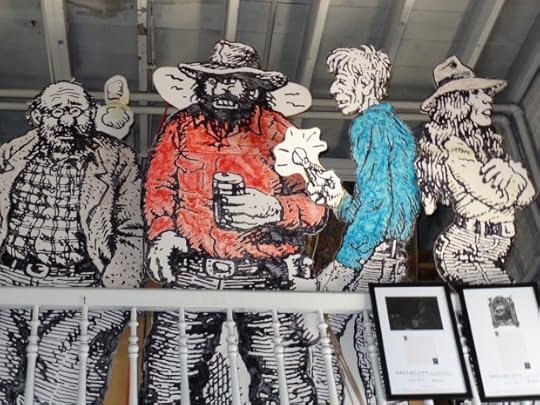 R. Crumb's lifesize Monkey Wrench caricatures in Ken Sanders Rare Books.