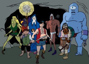 illustration shows Dungeons and Dragons group led by pregnant transguy 