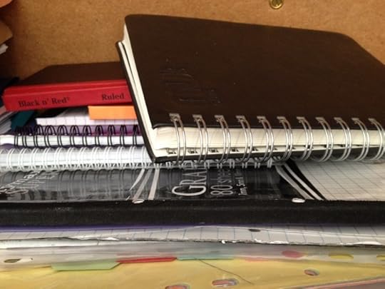 Pile of notebooks for Molly Andrew's son. Courtesy of the author.