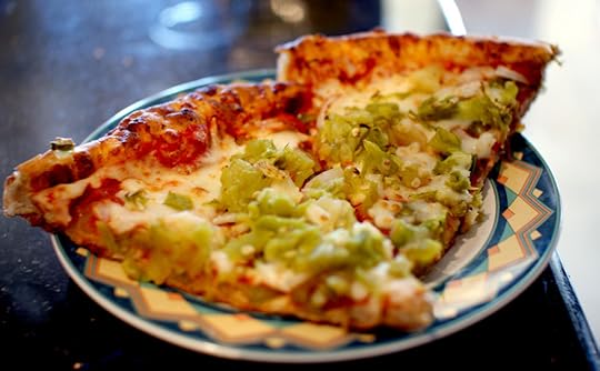 Green chile pizza