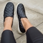 black quilted sneakers