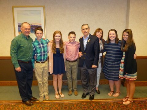 Lee and Mary are pictured here with Coach Bryan Degner from Boerne (TX) Middle School North and his students.