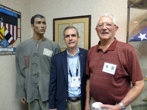 Lee with his friend, cell mate, and longtime mentor, Col Jay Jayroe. The black (now faded to gray) pajamas on the mannequin are Lee���s prison outfit that he wore for more than five years -- at least on cold days.