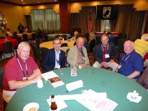 Lee with his POW buddies at the Nam Pow reunion ��� Col Bill Austin, Lee, General Chuck Boyd, Capt. (USN) Ray Alcorn, and Col Elmo Baker. Per Lee, they were all great cellmates over the years and fellow air warriors from the old days. They remain close friends after all these years.