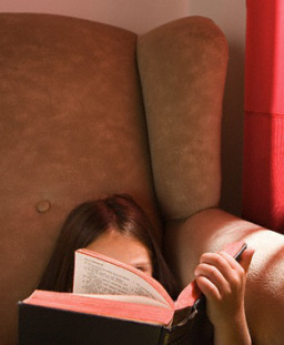 Girl reading the bible