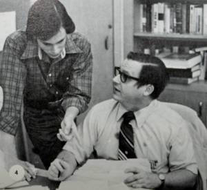 Mr Heyde and one student