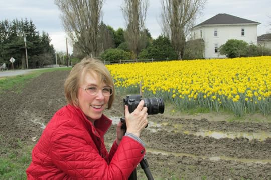 Sue and a field of daffodils