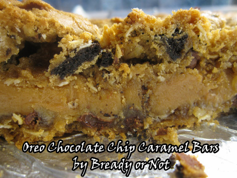 Oreo Chocolate Chip Caramel Cookie Bars