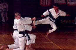 That's the right way to break the board--both feet have to be off the ground.