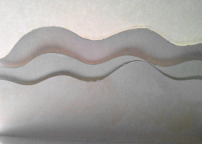 Three pages at the end of a journal, cut decoratively. Do not cut the last page that is glued onto the cover.