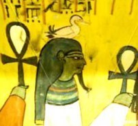 Geb, father of Isis, with the goose upon His head