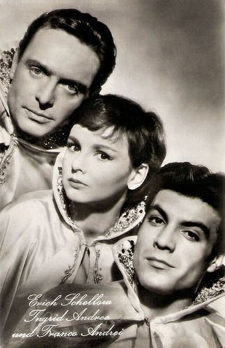 Erich Schellow, Ingrid Andree and Franco Andrei in Drei vom Variété (1957)
