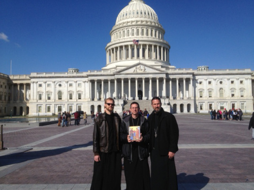 With Frs. Daniel Meyer and Thaddaeus Franta at March for Marriage 3-13