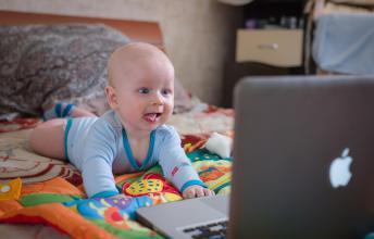 baby with computer