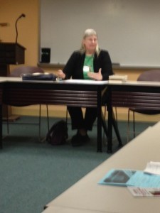Kathy Lynn Emerson teaching a class on the traditional mystery