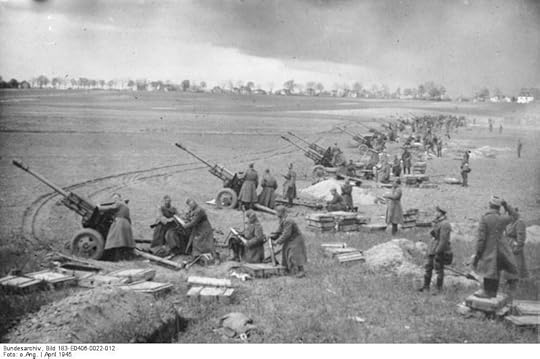 Soviet ZiS-3 guns bombarding German positions near Seelow Heights, Berlin, Germany, 16-19 Apr 1945 (German Federal Archives, Bild 183-E0406-0022-012)