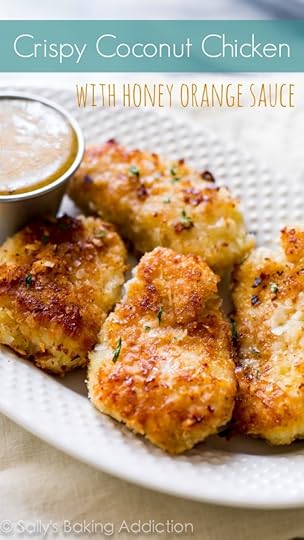 Crispy Coconut Chicken with Spicy Honey Orange Sauce recipe on sallysbakingaddiction.com
