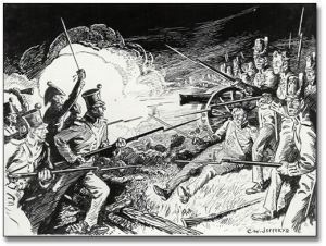 The Battle of Lundy's Lane, [ca. 1921] C. W. Jefferys Pen and Ink Drawing Government of Ontario Art Collection, 621234 