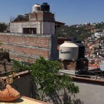 Guanajuato: Most rooftops have small water holding tanks, or tinacos.