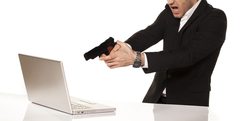 computer and gun