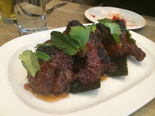 The ole' fried chicken and caviar combo at Momofuku. Just like they make down south.