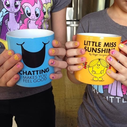 My girls, their #jamberrynails, and little miss mugs. #jamberry #brightimagination
