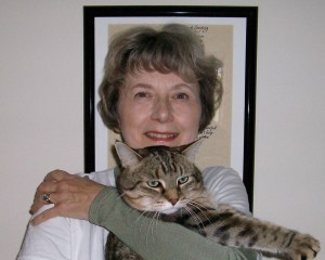 Joyce Brinkman with her cat Bobb.