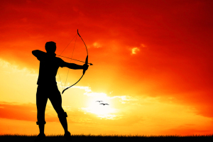 archery at sunset