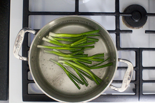 blanching scallions, optional