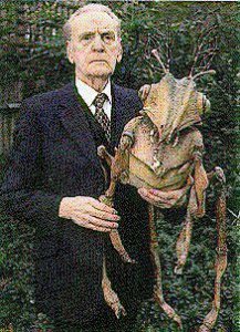 Nigel Kneale and the martian from Quatermass and The Pit.