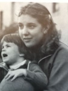 Senior year Gabi, baby-sitting a faculty child at my boarding school.