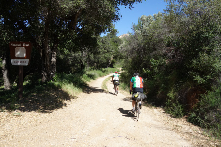 Testing our gears on Indians Road. Start of the steep stuff.