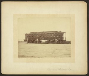 President Abraham Lincoln's railroad funeral car. Photo by S.M. Fassett, 1865. Library of Congress Prints and Photographs Division. 