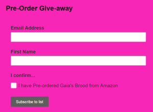 Pre order give away form