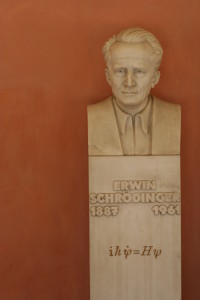Erwin Schrodinger Sculpture In University of Vienna Courtyard -