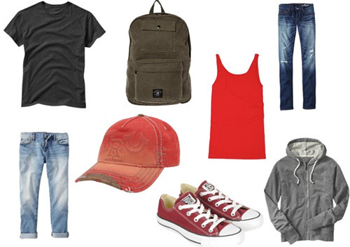 An image of various articles of clothing that Amy Plum envisions her heroine Juneau wearing when she's disguised as a boy