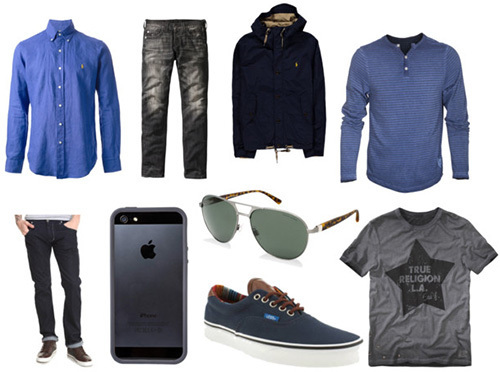 An image of various articles of clothing that Amy Plum envisions her hero Miles wearing