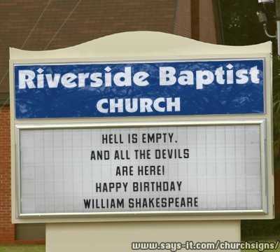 Shakespeare church sign
