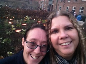 Sarahleigh stands with me as Leicester glows around us.