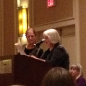 Dorothy Cannell and Margaret Maron at the banquet