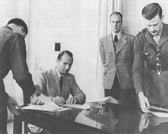 German representatives sign surrender document, Caserta, Italy, 29 April 1940 (US Army Center of Military History)