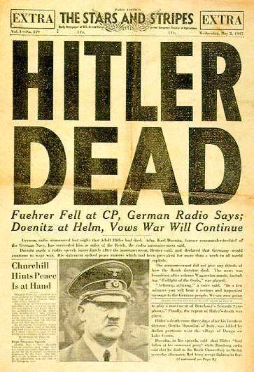 2 May 1945 issue of US Army's Stars and Stripes newspaper (Source: US Army)
