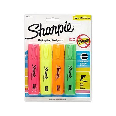 Sharpie Blade Highlighters, Chisel Tip, Assorted, 4/Pack