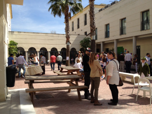 A view of the patio at Sage College.
