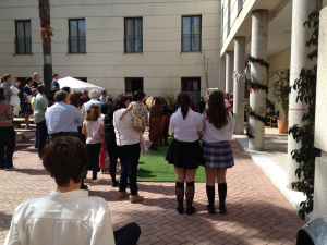 Watching one of the performances.