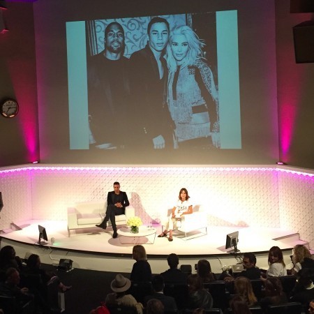 On stage: fashion designer Olivier Rousteing from Balmain, Paris and Alexa Chung.