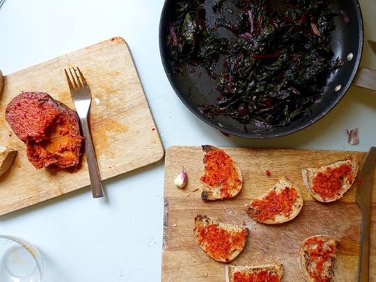 Beet Green and Ndjua Crostini